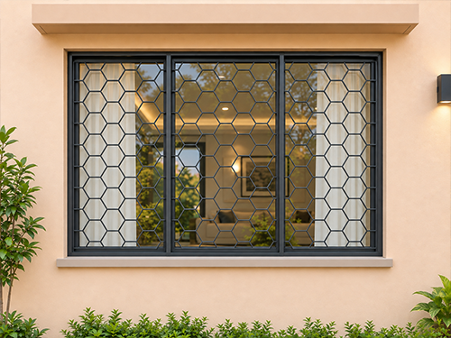 Circular & Ring Motif steel window grill design