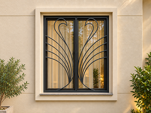 Staggered Block Pattern steel window grill design