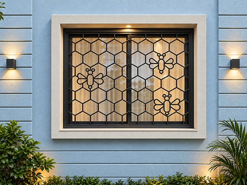 Perforated Panel Style steel window grill design